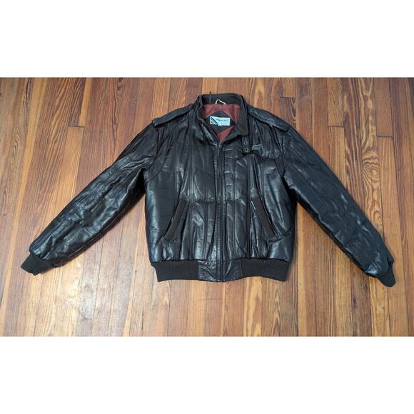 Members Only Vintage Leather Jacket Brown Mens Size Large 42 - Picture 1 of 9